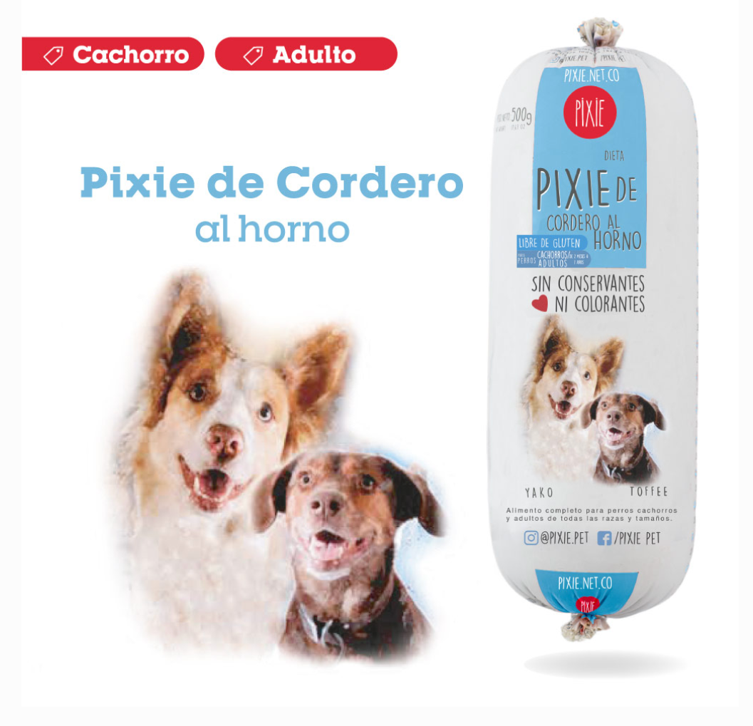 PIXIE® DE CORDERO AL HORNO PARA PERROS CACHORROS Y ADULTOS 500 G