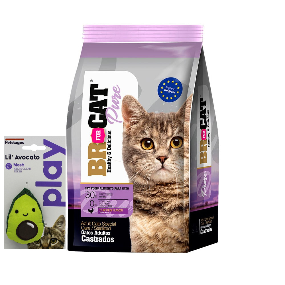 BR FOR CAT® Alimento Para Gato Adulto Castrados 3 Kg GRATIS Juguete Aguacate Pet Stages®