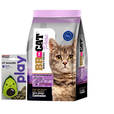 BR FOR CAT® Alimento Para Gato Adulto Castrados 3 Kg GRATIS Juguete Aguacate Pet Stages®
