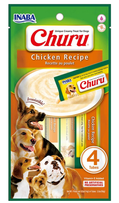 INABA® DOG CHURU® Chicken Recipe (4 tubos de 14 g c/u) 56 g