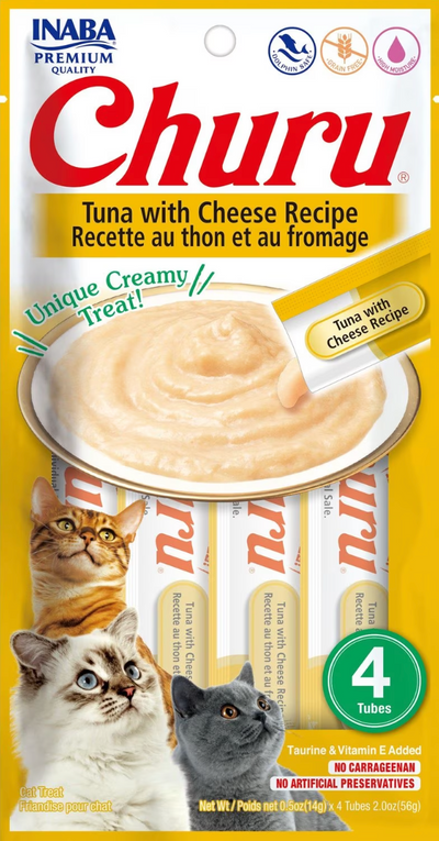 Inaba® Cat Snack Churu Tuna With Cheese Recipe (4 Tubos De 14 Gr)