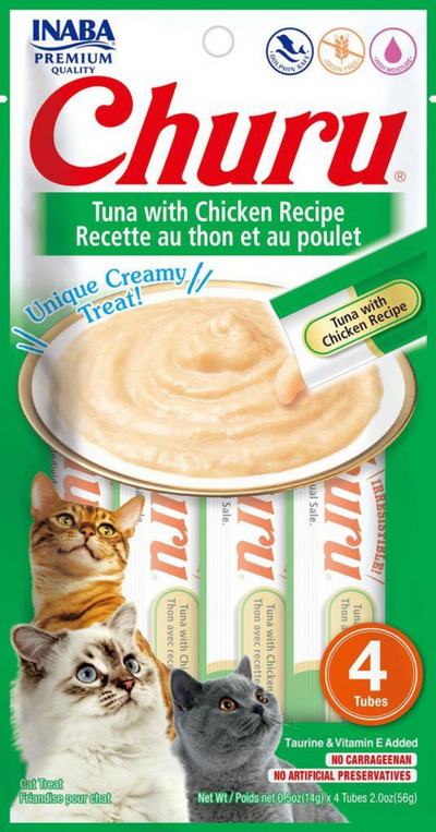 Inaba® Cat Snack Churu Tuna With Chicken Recipe (4 Tubos De 14 Gr)
