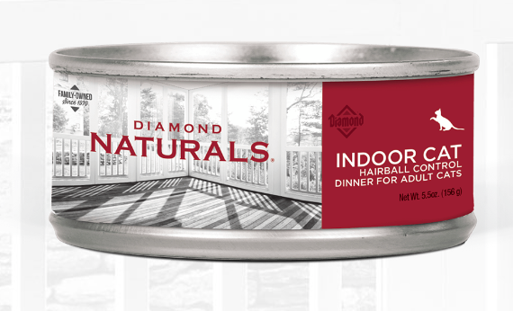 DIAMOND NATURALS INDOOR CAT HAIRBALL CONTROL DINNER FOR ADULT CATS Lata 5.5 oz