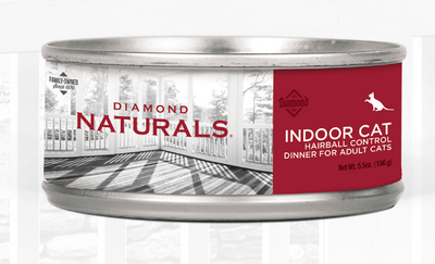 DIAMOND NATURALS INDOOR CAT HAIRBALL CONTROL DINNER FOR ADULT CATS Lata 5.5 oz