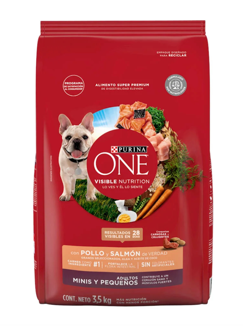 PURINA® ONE® Adultos Minis y Pequeños Pollo y Salmón 3.5 kg