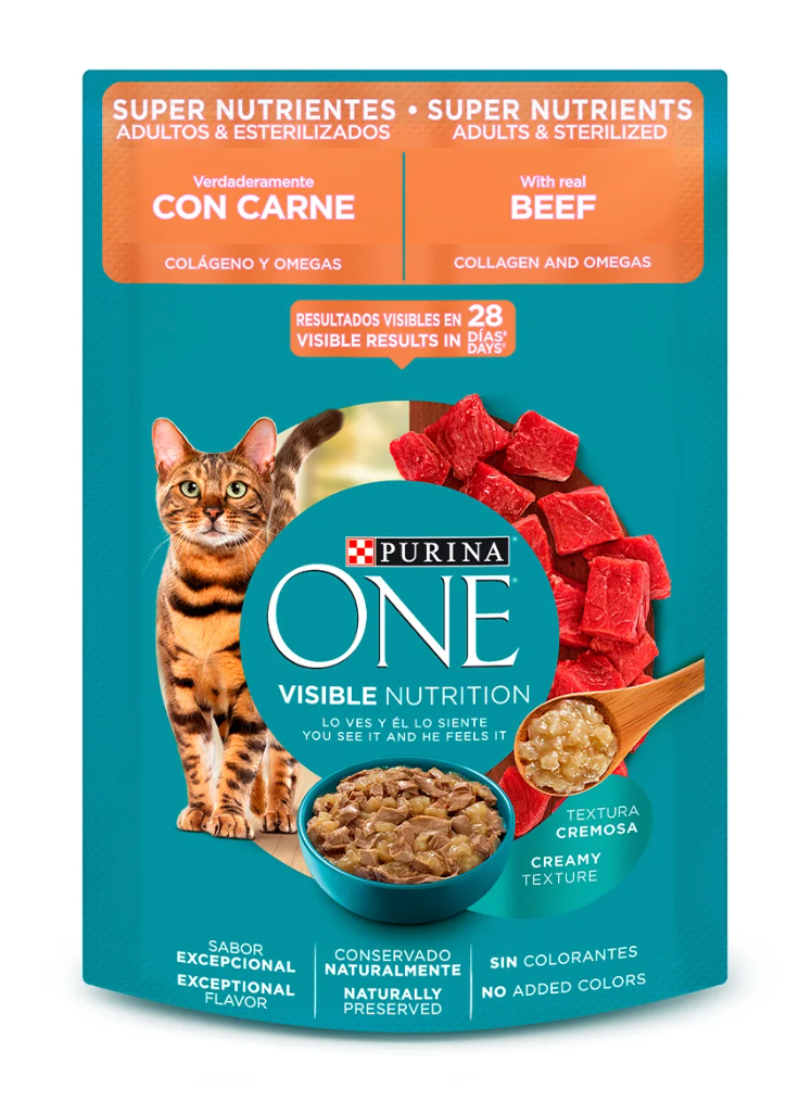 PURINA® ONE® Super Nutrientes Carne Adultos y Esterilizados 85 g