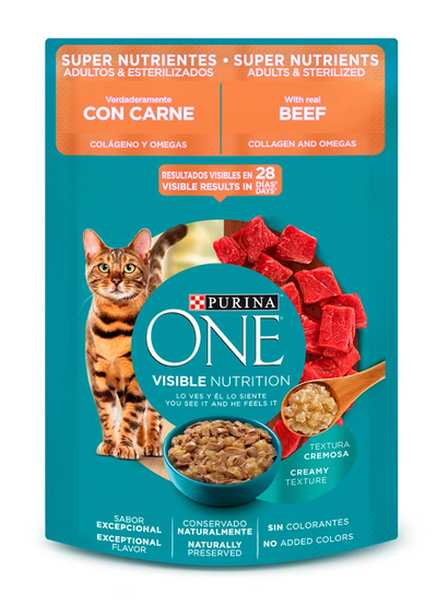 PURINA® ONE® Super Nutrientes Carne Adultos y Esterilizados 85 g