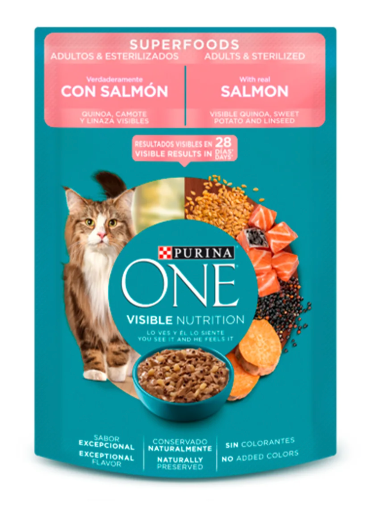 PURINA® ONE® Super Nutrientes Salmón Adultos y Esterilizados 85 g