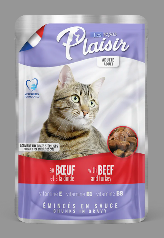 PLAISIR® Pouch 100 g BEEF & TURKEY