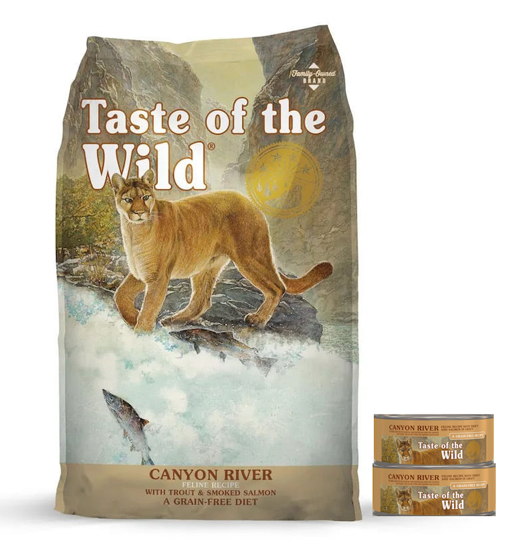 TASTE OF THE WILD® CANYON RIVER FELINE 14 LB GRATIS 2 LATAS CANYON RIVER 156 G C/U