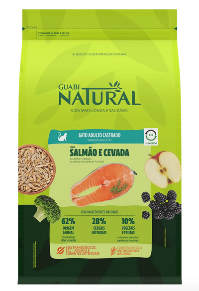 GUABI NATURAL Gato Adulto Castrado Salmón y Cebada