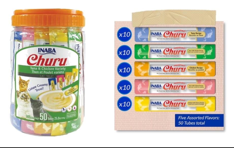 Churu® Bombonera para Gato contiene 50 unidades con 5 variedades de sabor