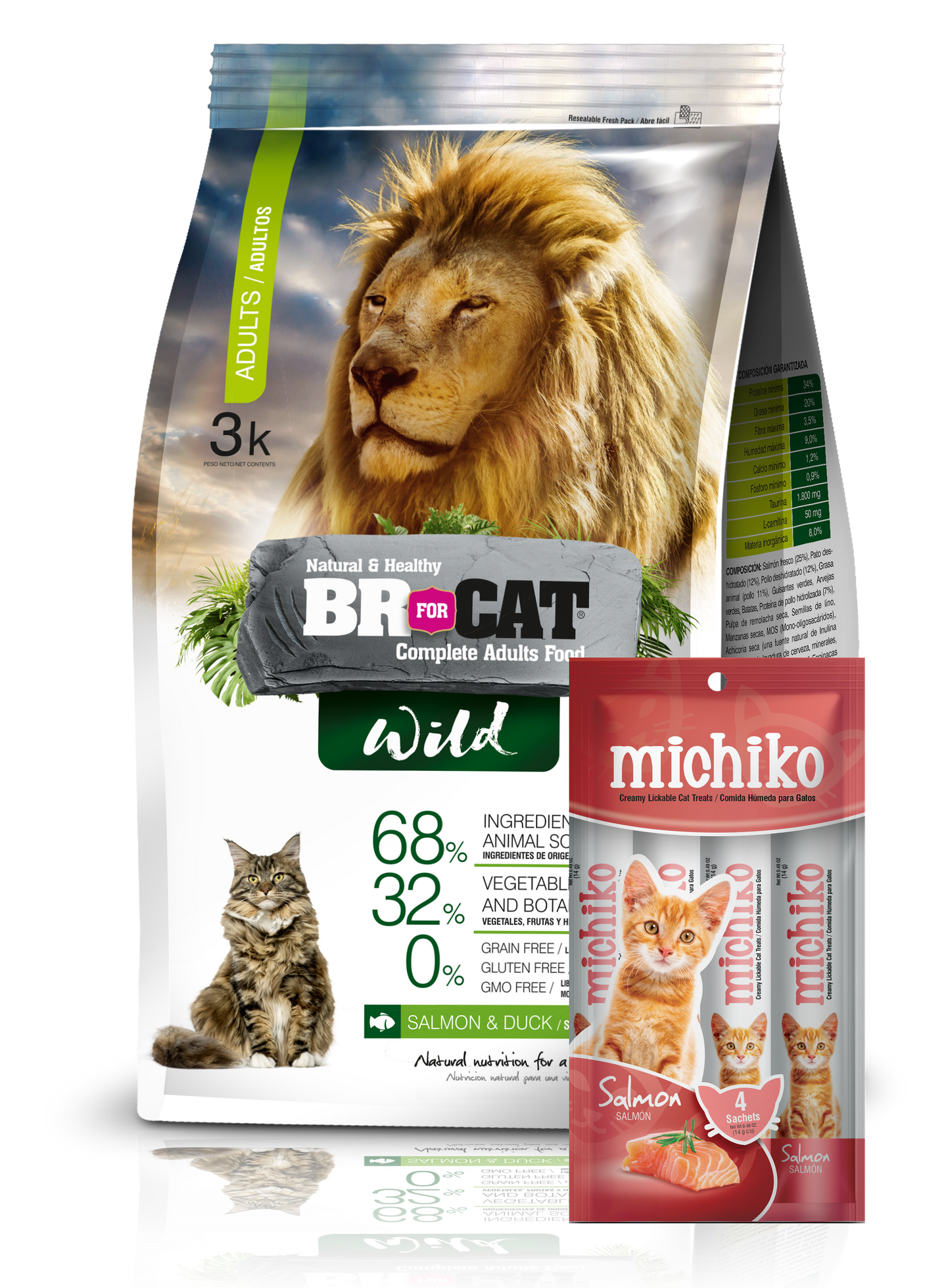 BR FOR CAT WILD® ADULTO 3 kg Gratis 4 Sachets Michiko® Salmón