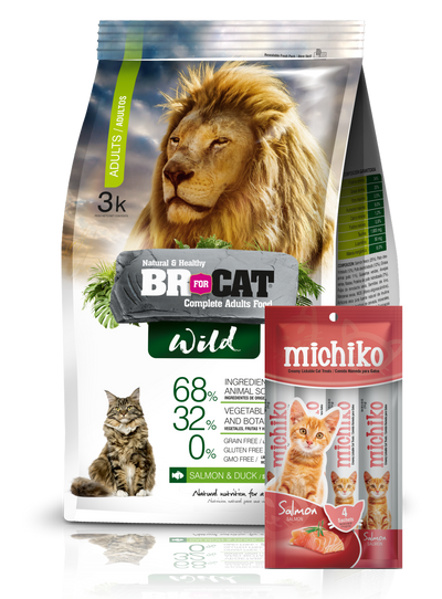 BR FOR CAT WILD® ADULTO 3 kg Gratis 4 Sachets Michiko® Salmón