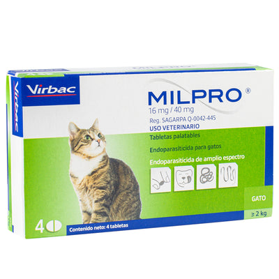 MILPRO® GATO ADULTO 16MG/40MG 4 TABLETAS