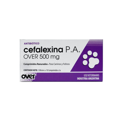 Cefalexina P.A. Over® Blíster 10 Tabletas 500 mg