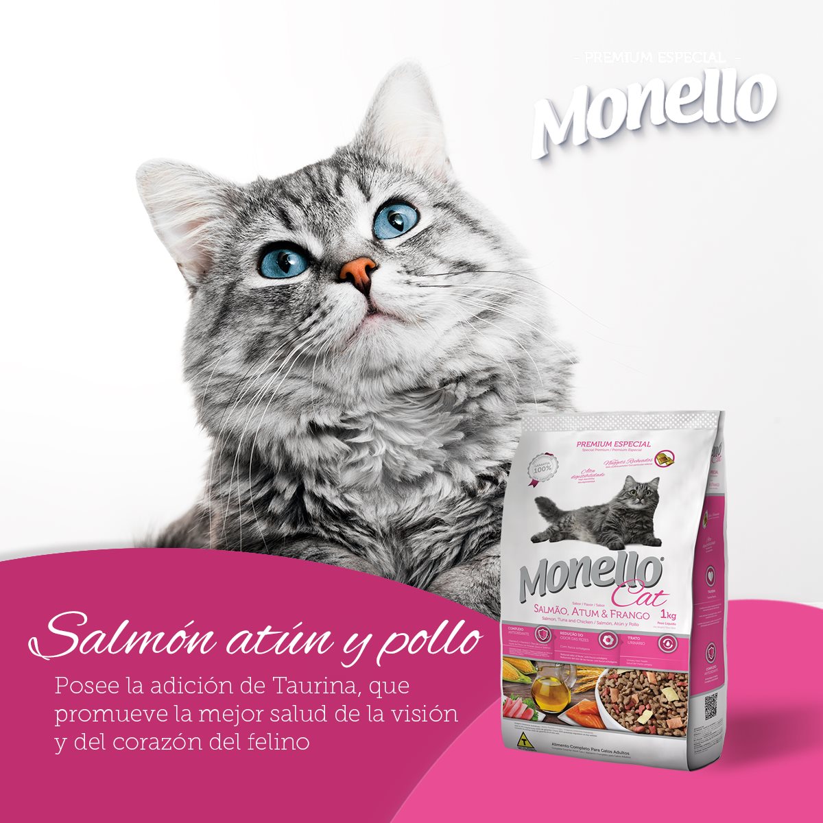 Monello® Cat Salmón, Atún & Pollo Gratis Pouch Plaisir® Pollo