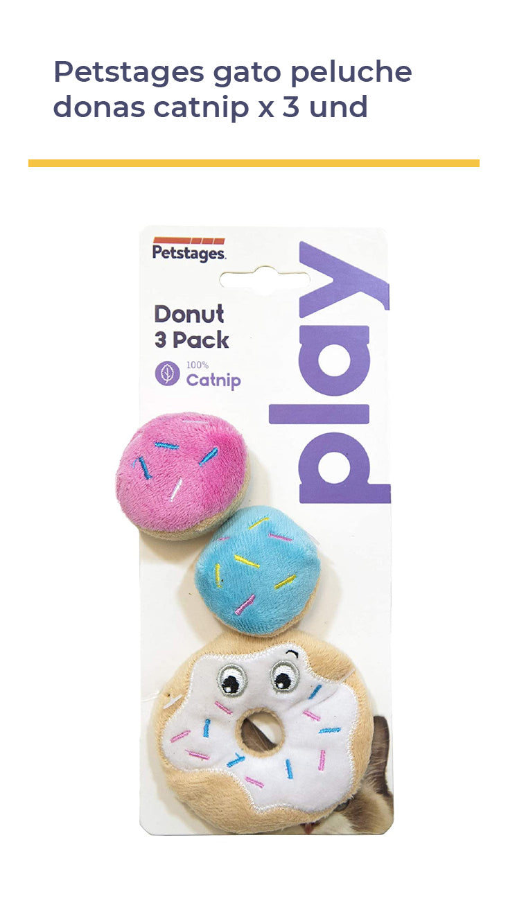 PETSTAGES GATO PELUCHE DONAS CATNIP X 3 UND