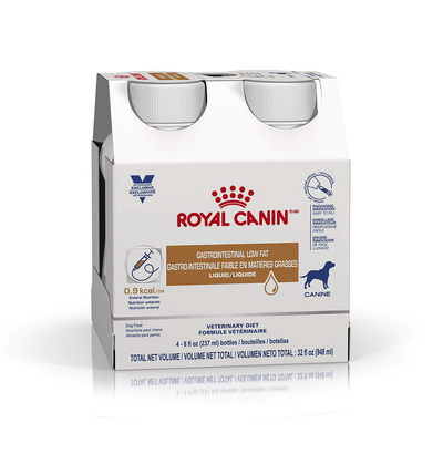 ROYAL CANIN® 4 PACK VETERINARY DIET CANINE GASTROINTESTINAL LOW FAT LÍQUIDO (Contiene 4 botellas de 237 ml cada una)
