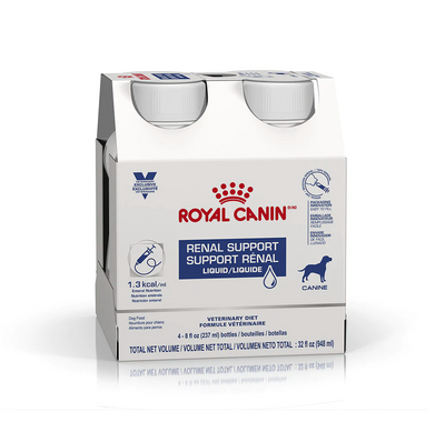 ROYAL CANIN® 4 PACK VETERINARY DIET CANINE RENAL SUPPORT LÍQUIDO (Contiene 4 botellas de 237 ml cada una)